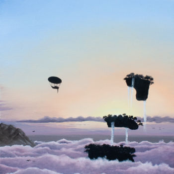绘画 标题为“Nuages violet” 由Pascal Genevois, 原创艺术品, 油 安装在木质担架架上