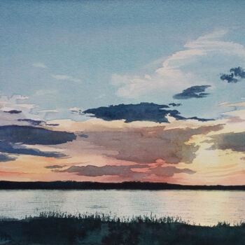 Peinture intitulée "Sky №6" par Victoria Lyashenko, Œuvre d'art originale, Aquarelle