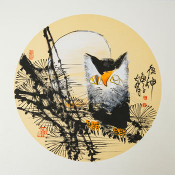 제목이 "Night god 夜神 （No.19…"인 미술작품 Dayou Lu로, 원작, 안료