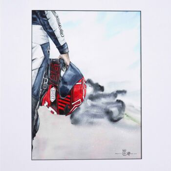 「Biker」というタイトルの絵画 Nadia Sh. Mikhailoによって, オリジナルのアートワーク, 水彩画