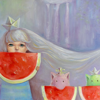 Schilderij getiteld "New Zealand. Waterm…" door Olya Yatsenko, Origineel Kunstwerk, Olie