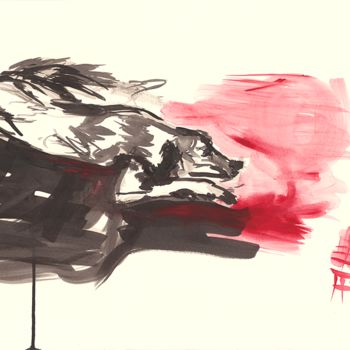 Drawing titled "Hund im Zeichen des…" by Andreja Soleil, Original Artwork, Ink