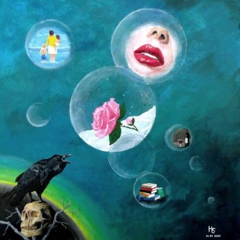 Painting titled "L'éphémère et l'out…" by Henri Sacchi, Original Artwork, Acrylic