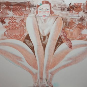 Peinture intitulée "Princess plus size" par Andrey Simakov, Œuvre d'art originale, Crayon