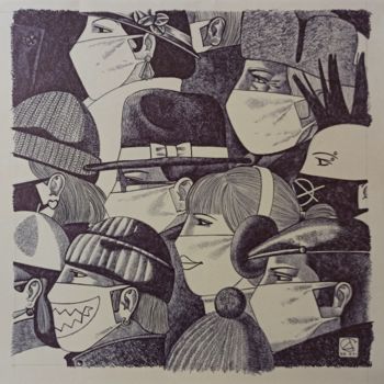 Drawing titled "Monday morning" by Andrey Simakov, Original Artwork, Ink