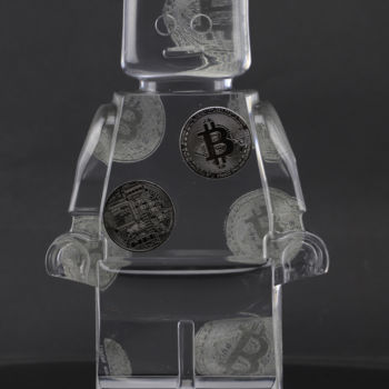 Sculpture intitulée "ROBOCLUSION BITCOIN…" par Vincent Sabatier (VerSus), Œuvre d'art originale, Résine