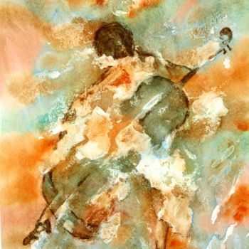 Peinture intitulée "Musicien 2" par Jacqueline Pascaud, Œuvre d'art originale, Aquarelle Monté sur Autre panneau rigide