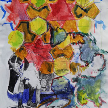 「Arrangement」というタイトルの描画 Baptiste Vanweydeveldtによって, オリジナルのアートワーク, ボールペン