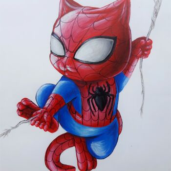 Pintura titulada "Spider-Cat" por Maretta Elsalieva, Obra de arte original, Acrílico