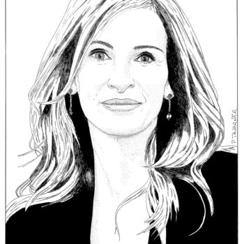 Σχέδιο με τίτλο "Julia Roberts" από Pascal Tavarner, Αυθεντικά έργα τέχνης, Μελάνι