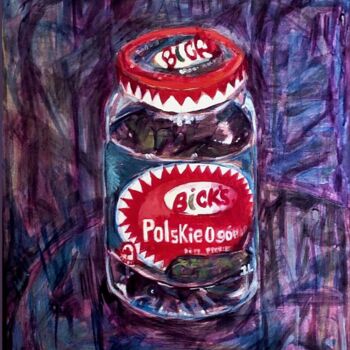 Painting titled "Cornichons 1L" by Mireille Potvin, Original Artwork, Acrylic