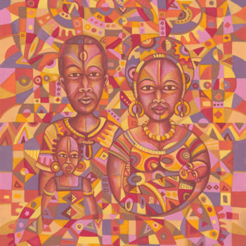 「The Happy Family 21」というタイトルの絵画 Angu Waltersによって, オリジナルのアートワーク, アクリル