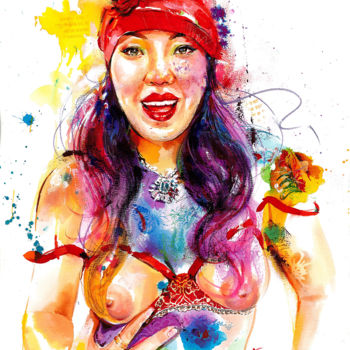 Pintura intitulada "True colors_work 1" por Vanessa Chyi, Obras de arte originais, Aquarela