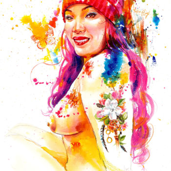 Schilderij getiteld "True colors series_…" door Vanessa Chyi, Origineel Kunstwerk, Aquarel