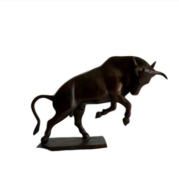 Sculpture intitulée "Taureau 1" par Recyclage Design - Réanimateur D'Objets , Œuvre d'art originale, Bronze