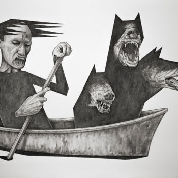 Dessin intitulée "Noisy ride on the S…" par Jérôme Oudot "Trëz", Œuvre d'art originale, Graphite