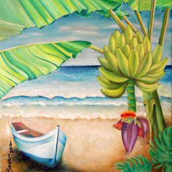 Schilderij getiteld "Banana Fantasy" door Miriam Besa, Origineel Kunstwerk, Olie
