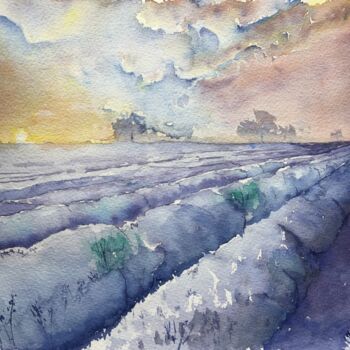 제목이 "Lavender Sunrise"인 미술작품 Horacio Cobas로, 원작, 수채화