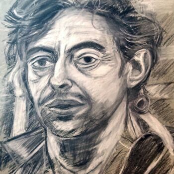 Dessin intitulée "gainsbarg gainsbourg" par Philippe Bayle (chatinspire), Œuvre d'art originale, Fusain