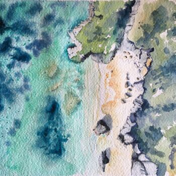 제목이 "Aerial Seashore II"인 미술작품 Horacio Cobas로, 원작, 수채화
