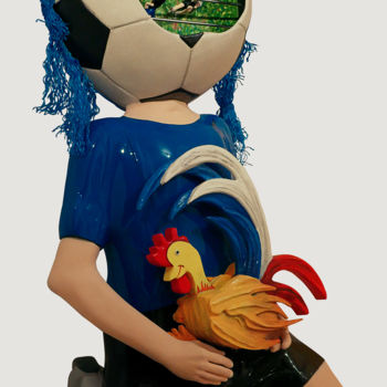 Sculpture intitulée "Le footballeur" par Bernard Amiot, Œuvre d'art originale, Papier mâché