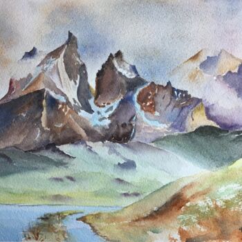 제목이 "Majestic Patagonia"인 미술작품 Horacio Cobas로, 원작, 수채화