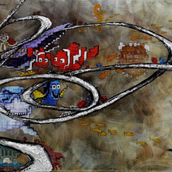 Pittura intitolato "Fu&Fish 福&鱼" da Chunlei Zhang, Opera d'arte originale, Acrilico