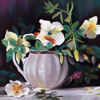 Painting titled "Composition au pot…" by Brigitte Bouron, Original Artwork, Pastel