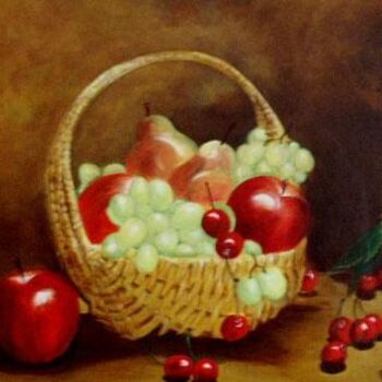 Peinture intitulée "Panier de fruits" par Michel Maszczyk, Œuvre d'art originale