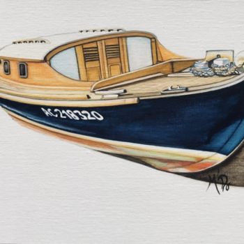 「sur la plage ensole…」というタイトルの絵画 M'Doによって, オリジナルのアートワーク, アクリル 段ボールにマウント