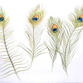 Pintura titulada "Piume maestose" por Esserenza, Obra de arte original, Acuarela