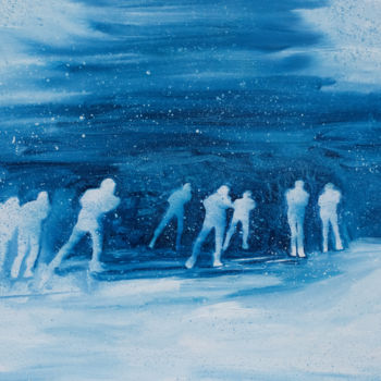 「Skaters」というタイトルの絵画 Gregor Pratnekerによって, オリジナルのアートワーク, オイル