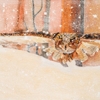 Painting titled "Winter flight" by Gregor Pratneker, Original Artwork, Oil