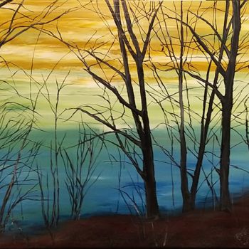 Painting titled "The spring view on…" by Gregor Pratneker, Original Artwork, Oil
