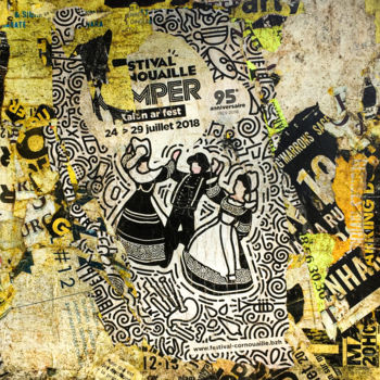 Collages titled "Fest Noz" by Ka, Original Artwork, Collages