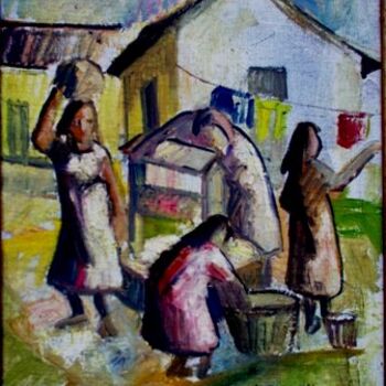 Pintura intitulada "mus065 - Lavadeiras" por Luiz Carlos De Andrade Lima, Obras de arte originais, Óleo