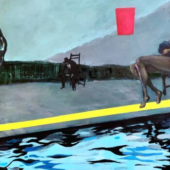 Painting titled "Milkmaid on the lin…" by Zenya Gorlik, Original Artwork, Acrylic