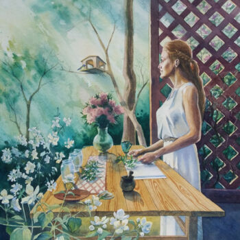 Pittura intitolato "Morning" da Victoria Lyashenko, Opera d'arte originale, Acquarello