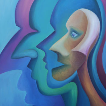 Peinture intitulée "Sihouettes-profil" par Raphaël Roux, Œuvre d'art originale, Huile
