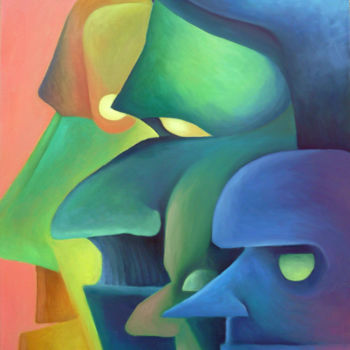 Peinture intitulée "Personnages" par Raphaël Roux, Œuvre d'art originale, Huile