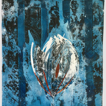 Collages getiteld "A Coeur Bleu" door Sushma Legendre Mcintosh, Origineel Kunstwerk, Collages Gemonteerd op Andere stijve pa…