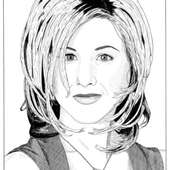 图画 标题为“Jennifer Aniston” 由Pascal Tavarner, 原创艺术品, 墨