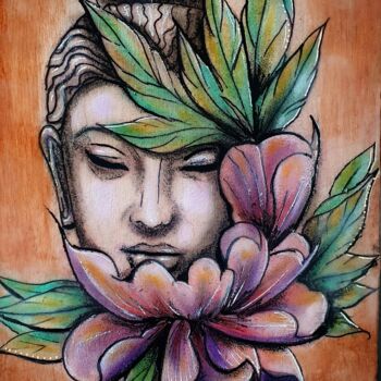 Peinture intitulée "Bouddha 1" par Cel . B, Œuvre d'art originale, Acrylique
