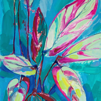 「Crazy Leaves」というタイトルの絵画 Nataliia Belozerovaによって, オリジナルのアートワーク, アクリル
