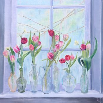 Pintura intitulada "Window to Spring, S…" por Olha Kizub, Obras de arte originais, Óleo