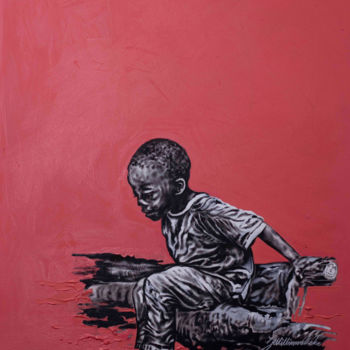 Ζωγραφική με τίτλο "no poverty" από Patrick Dodoo, Αυθεντικά έργα τέχνης, Ακρυλικό
