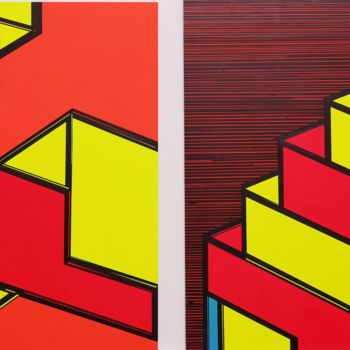 Painting titled "Mise en déperspecti…" by Pierre-Jean Combar, Original Artwork, Acrylic