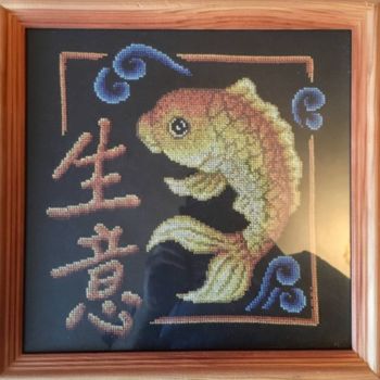 제목이 "Fish"인 섬유 예술 Arslan Abdullaev로, 원작, 자수