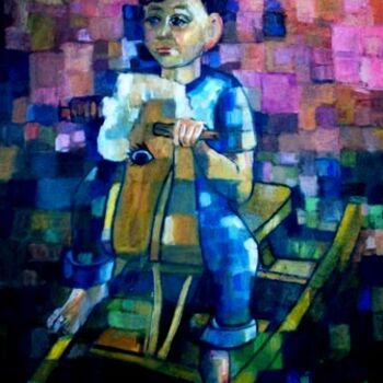 Pintura intitulada "mus104 - Menino com…" por Luiz Carlos De Andrade Lima, Obras de arte originais, Óleo