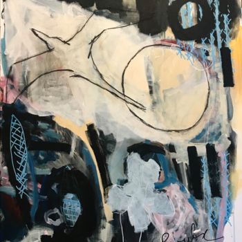 Schilderij getiteld "Oiseau de nuit" door Johanne Proulx, Origineel Kunstwerk, Acryl